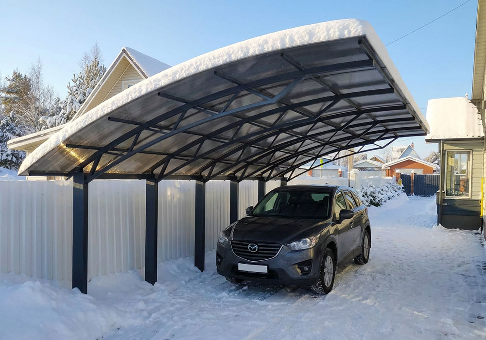 Г-образный навес для двух машин