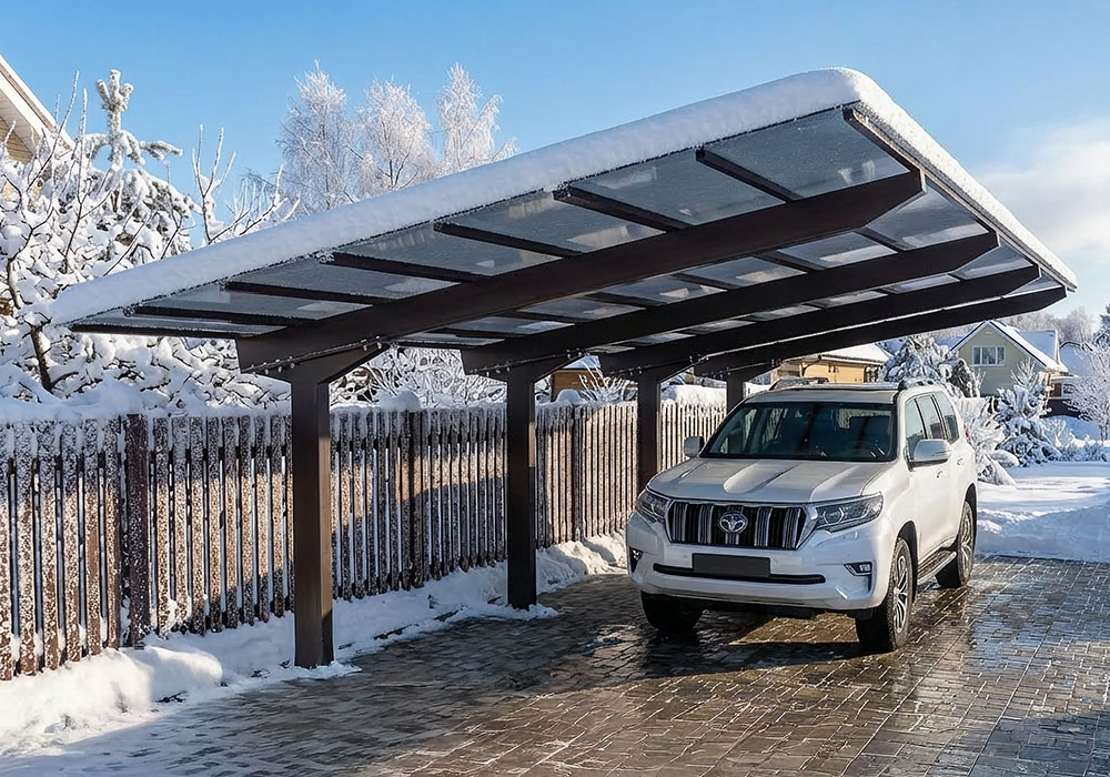 Консольный навес с опорами на одной стороне