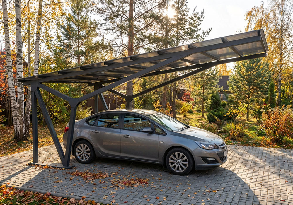 Консольный навес в стиле HIGH-TECH для одной машины