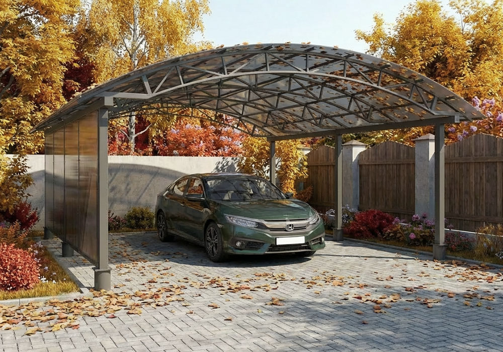 Классический арочный навес  для одного автомобиля