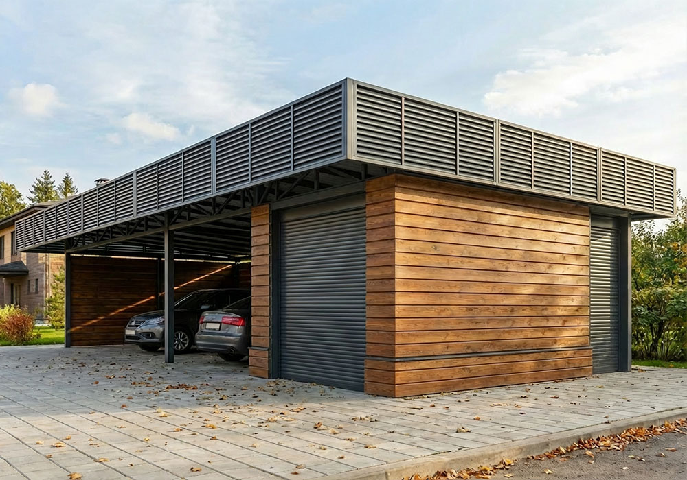 Независимый навес с хозблоком для хранения инвентаря