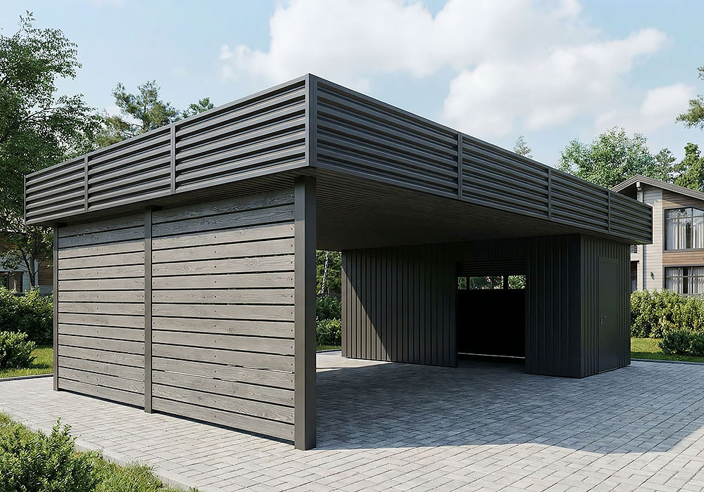 Навес с хозблоком стоящий отдельно