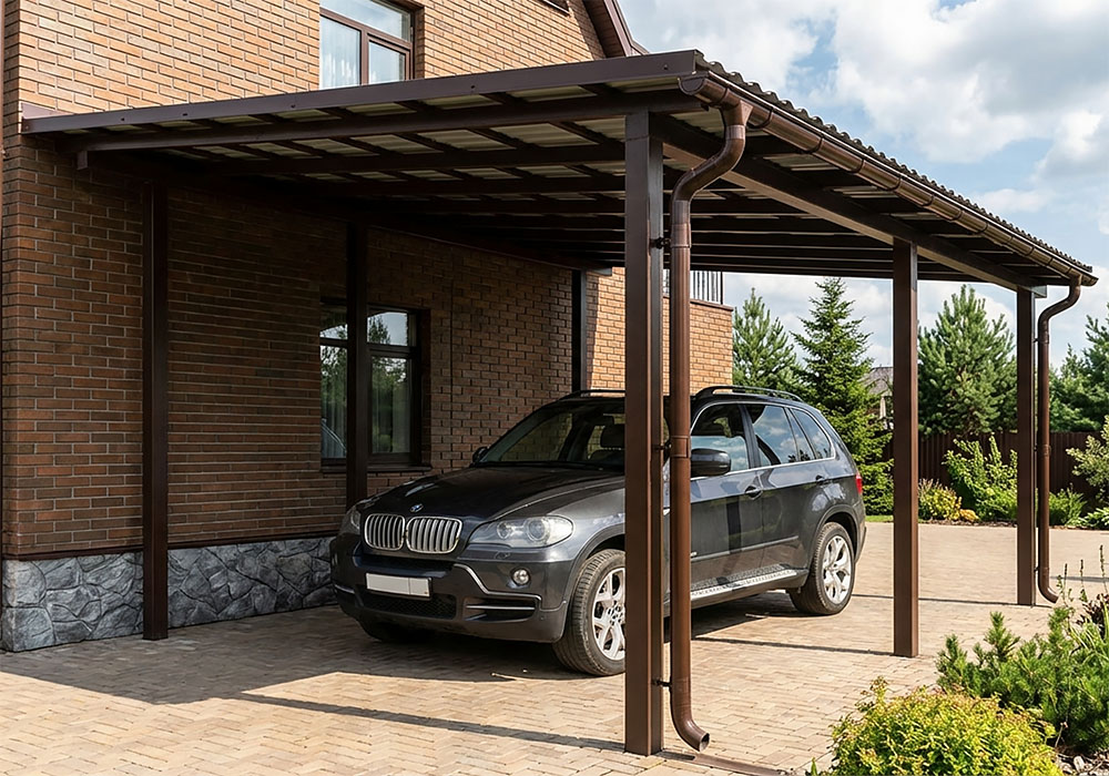 Проект двускатного навеса примыкающего к дому