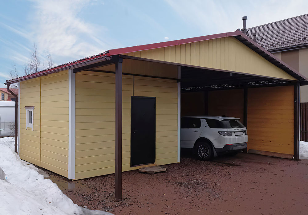 Проект навеса для автомобилей со встроенным хрзблоком