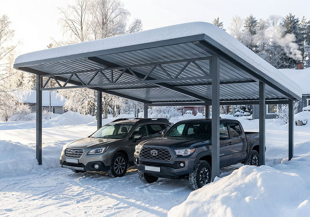 Навес из металлопрофиля (профнастила) для дачи