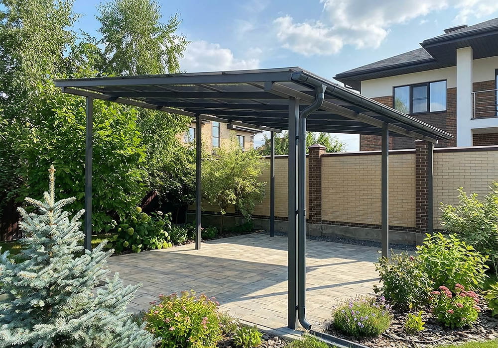 Навес односкатный над террасой