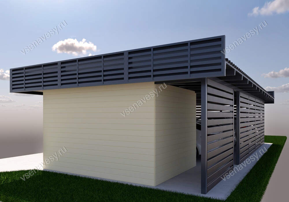 Навес с хозблоком