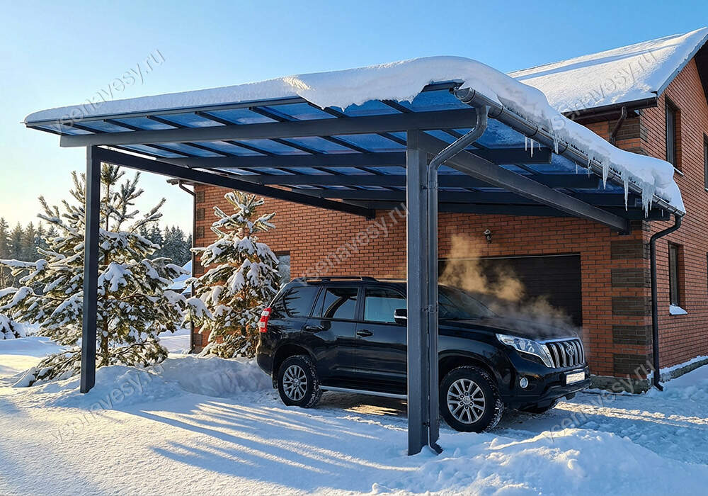 Односкатный навес из металлопрофиля