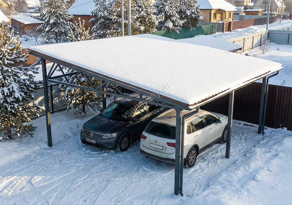 Навес односкатный металлический для машины