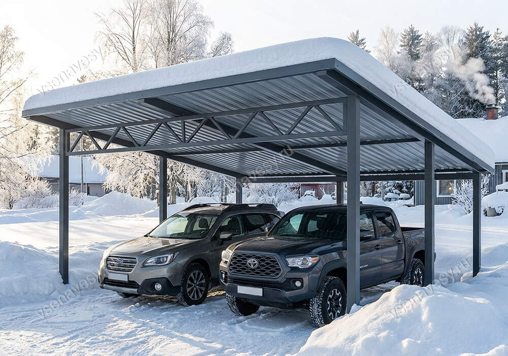 навес для автомобиля из металлопрофиля односкатный