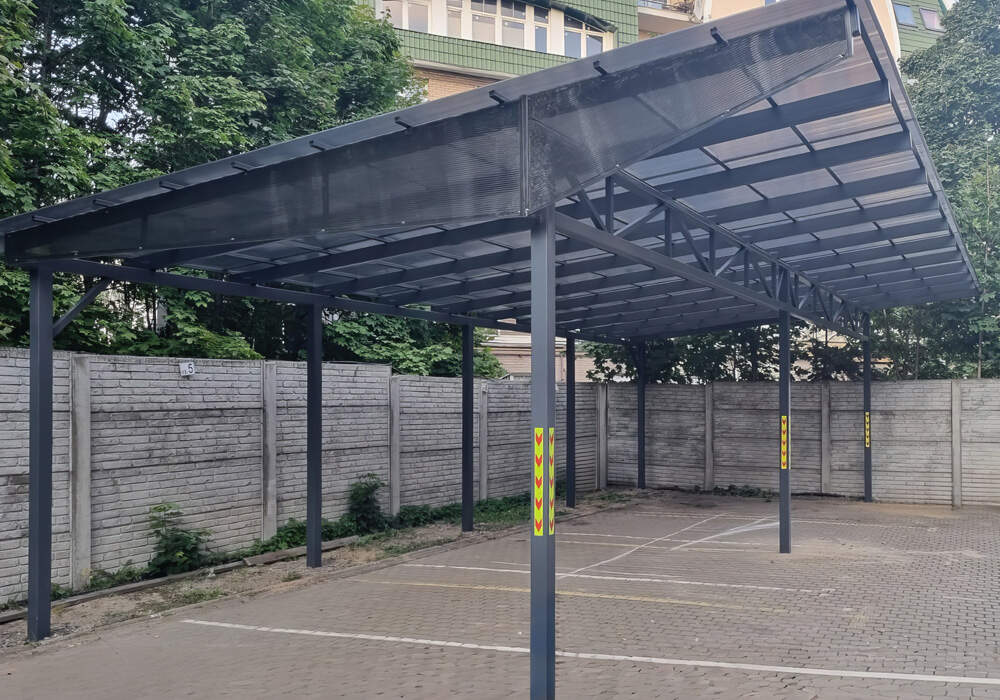 Навес односкатный для автомобилей из поликарбоната цена