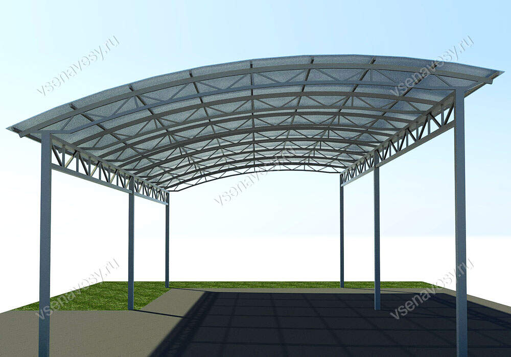 Навес к дому из поликарбоната односкатный