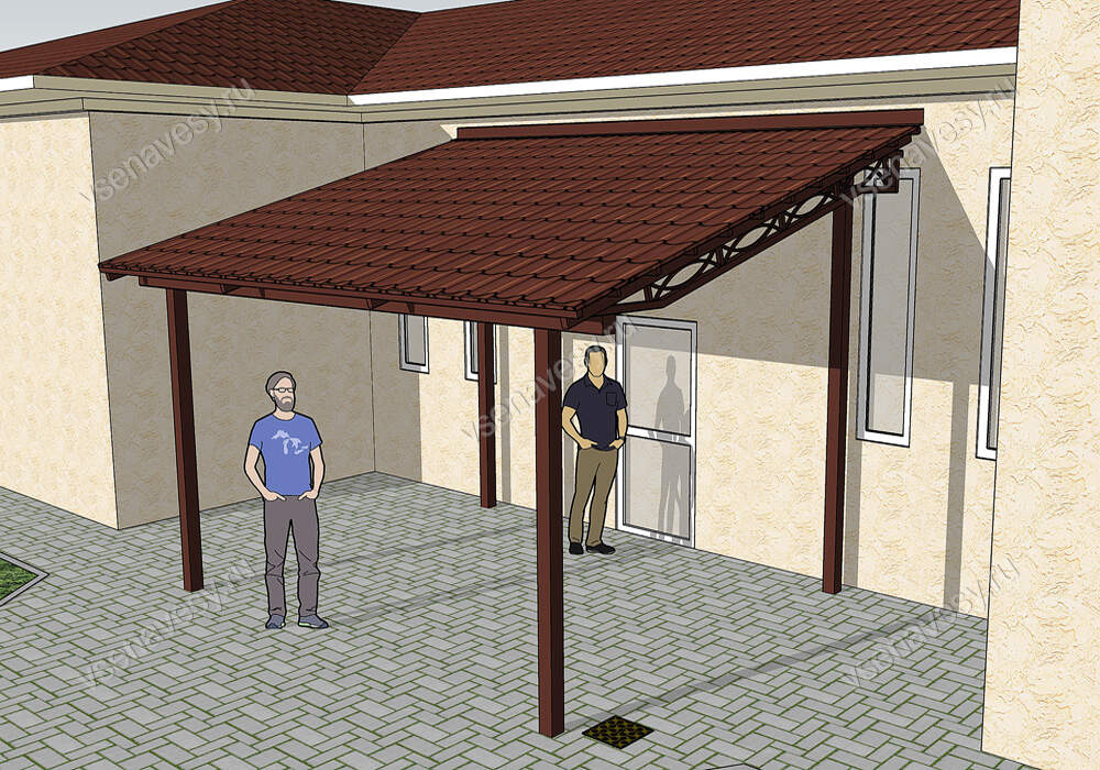 Навес односкатный из металлочерепицы