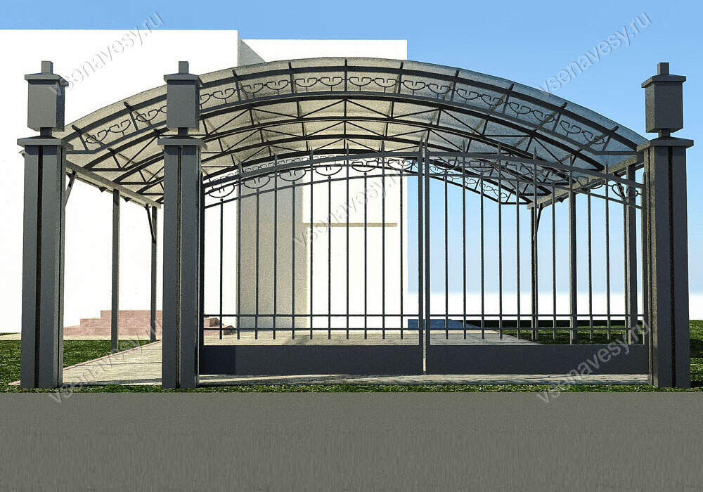 Навес для автомобиля из поликарбоната фото