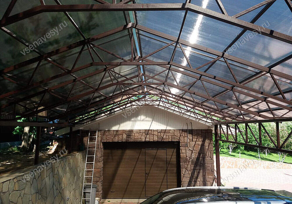 Навес для машины из поликарбоната для дачи купить