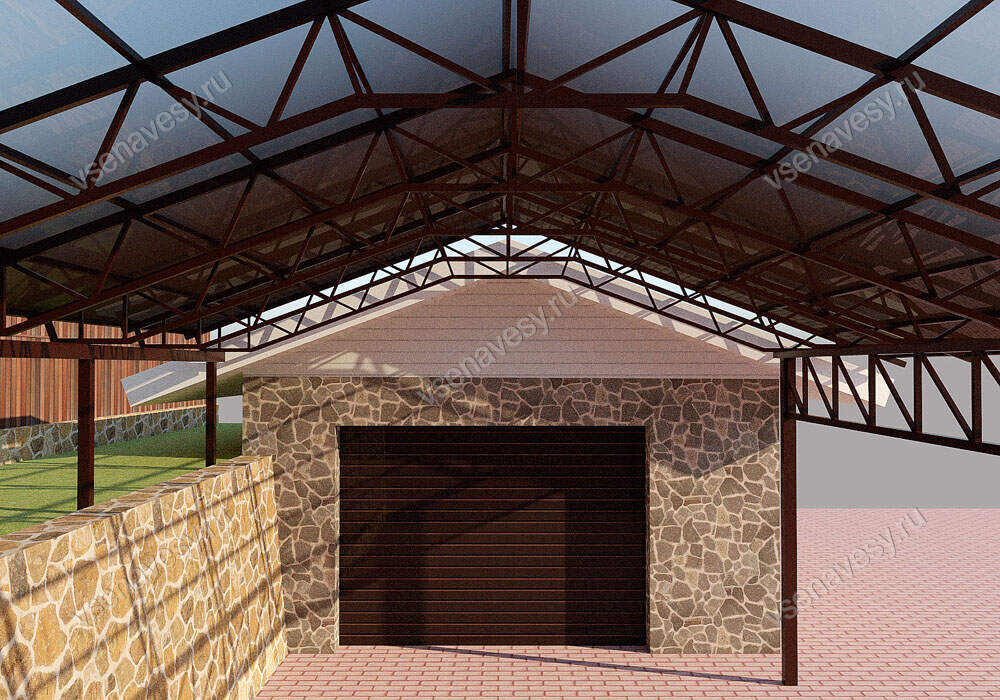 Навес для машины из поликарбоната для дачи