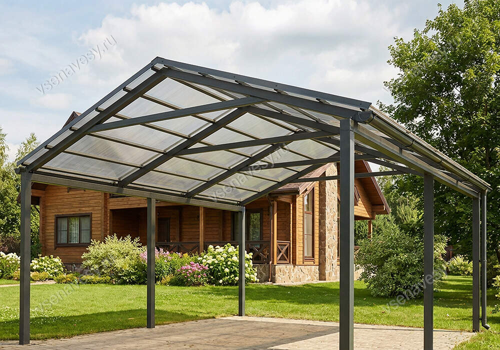 Навес двускатный для автомобиля