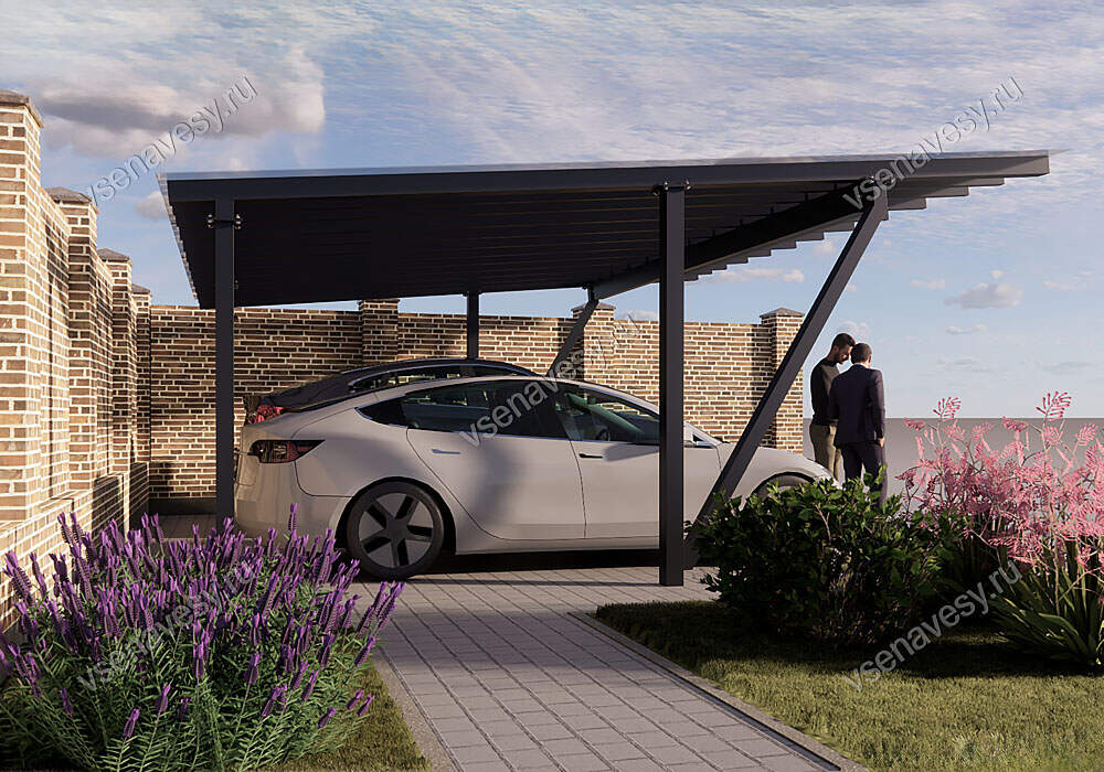 Навес односкатный для двух автомобилей